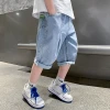 Summer 2022 new style of denim shorts for boys, loose and thin mid-length pants for boys, trendy children's summer pants Specification image